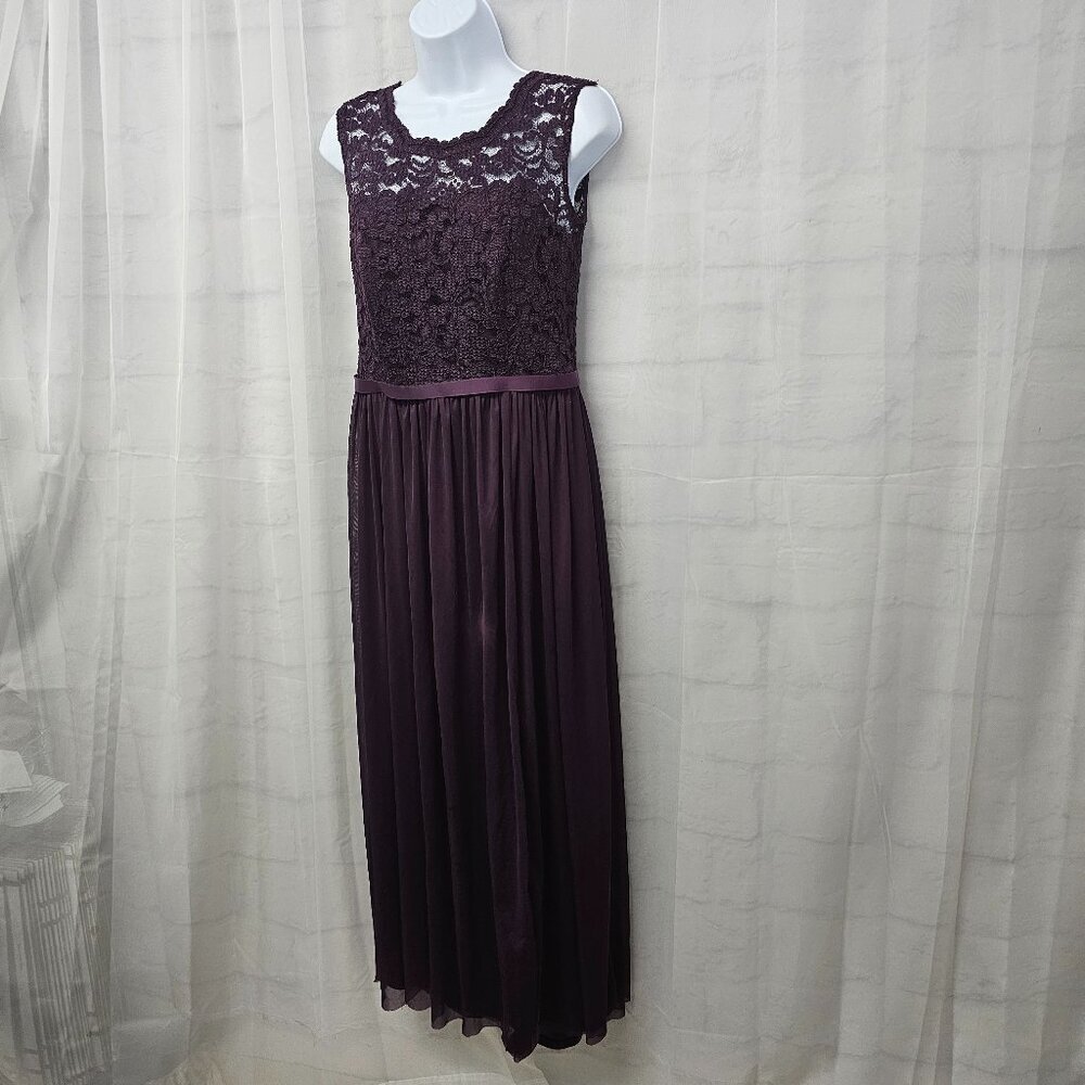 David's Bridal Dress Maxi Purple Lace Fairy Whimsigoth Floral Formal 10 - Picture 7 of 13